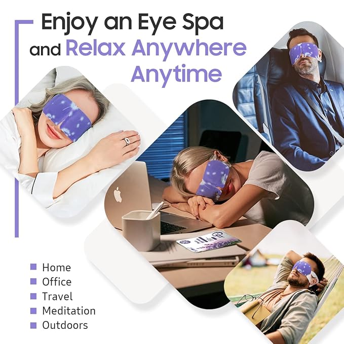 20 Packs Steam Eye Mask, Heated Eye Mask Warm Compress for Eyes, Disposable Self Heating Steam Mask for Home, Sleep, Spa, Travel Essentials & Relaxation Gifts for Women (Lavender)